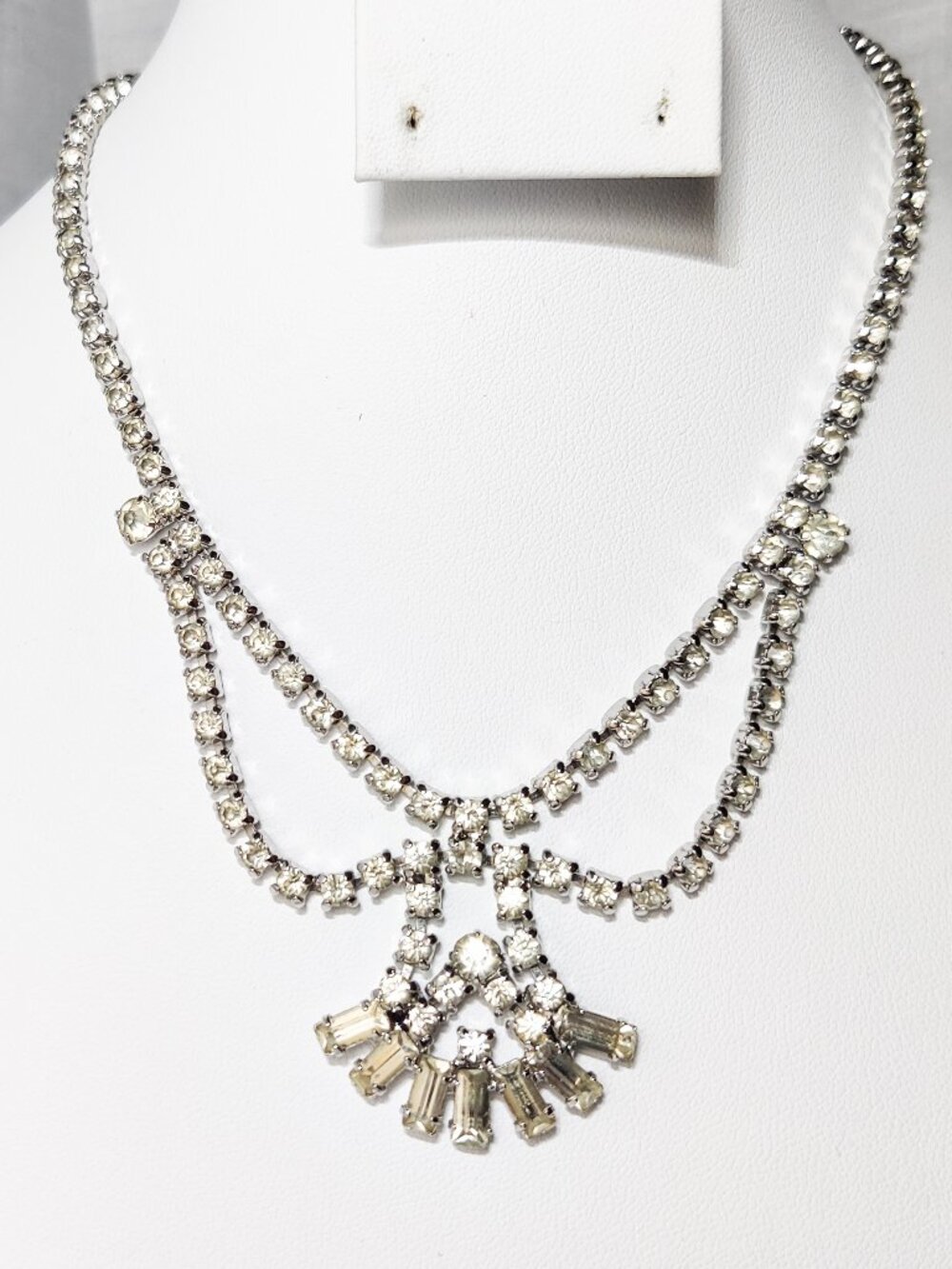 Vintage Clear Rhinestone Choker Necklace Bridal Formal